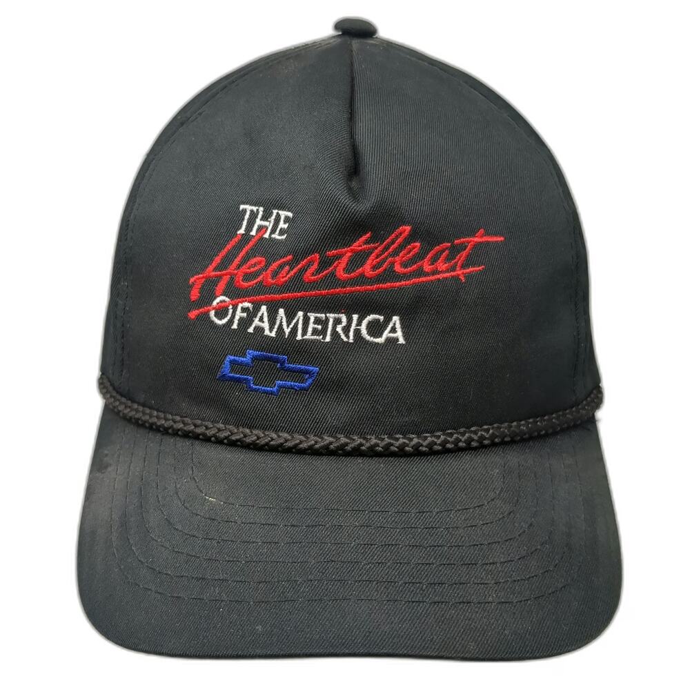 Young An 5 Panel Black Hat One Size Snapback Chevrolet Heartbeat of America Rope
